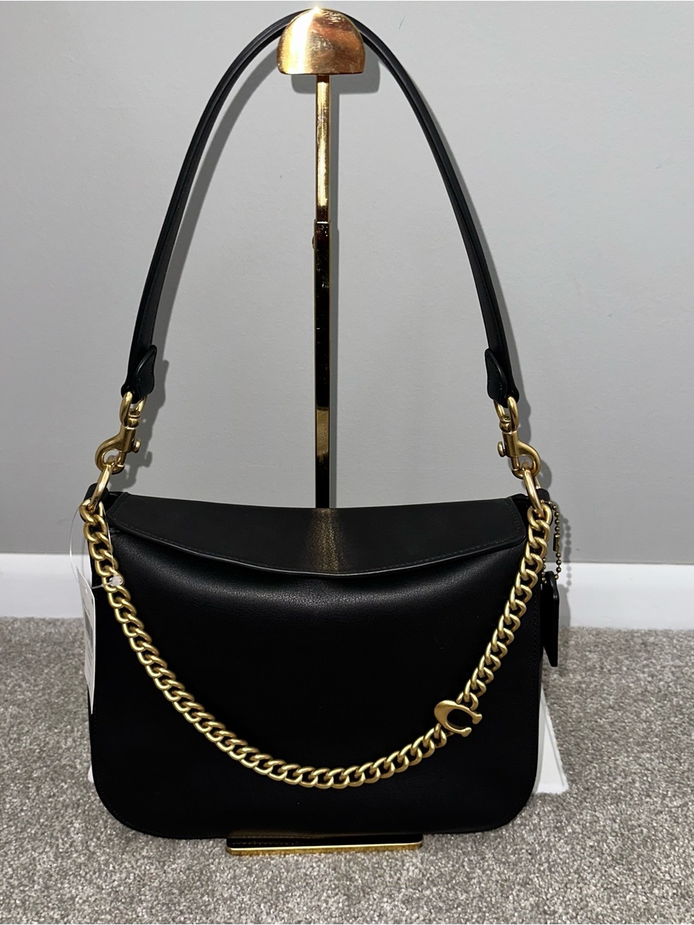Coach Signature Chain Hobo Black Leather Crossbody Bag Shoulder Bag - NWT
